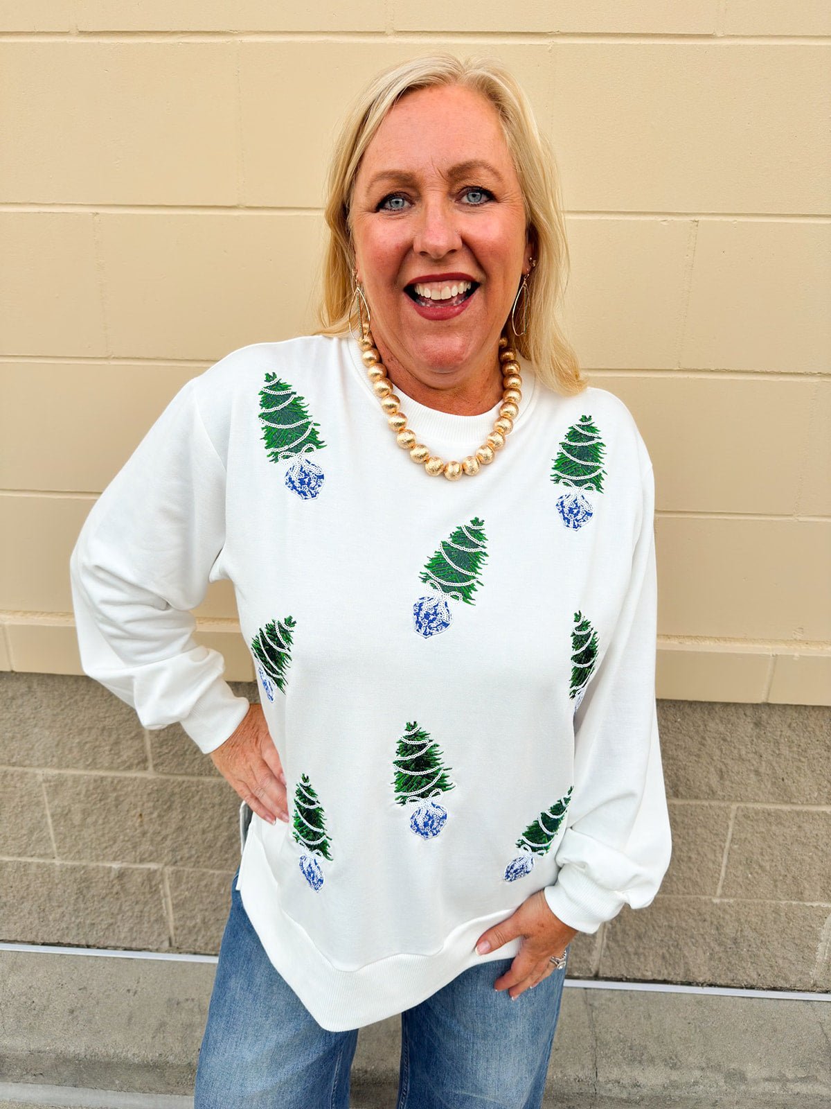 [Mary Square] Lakelyn Blue Trees Sweatshirt - The Pink Pineapple 850