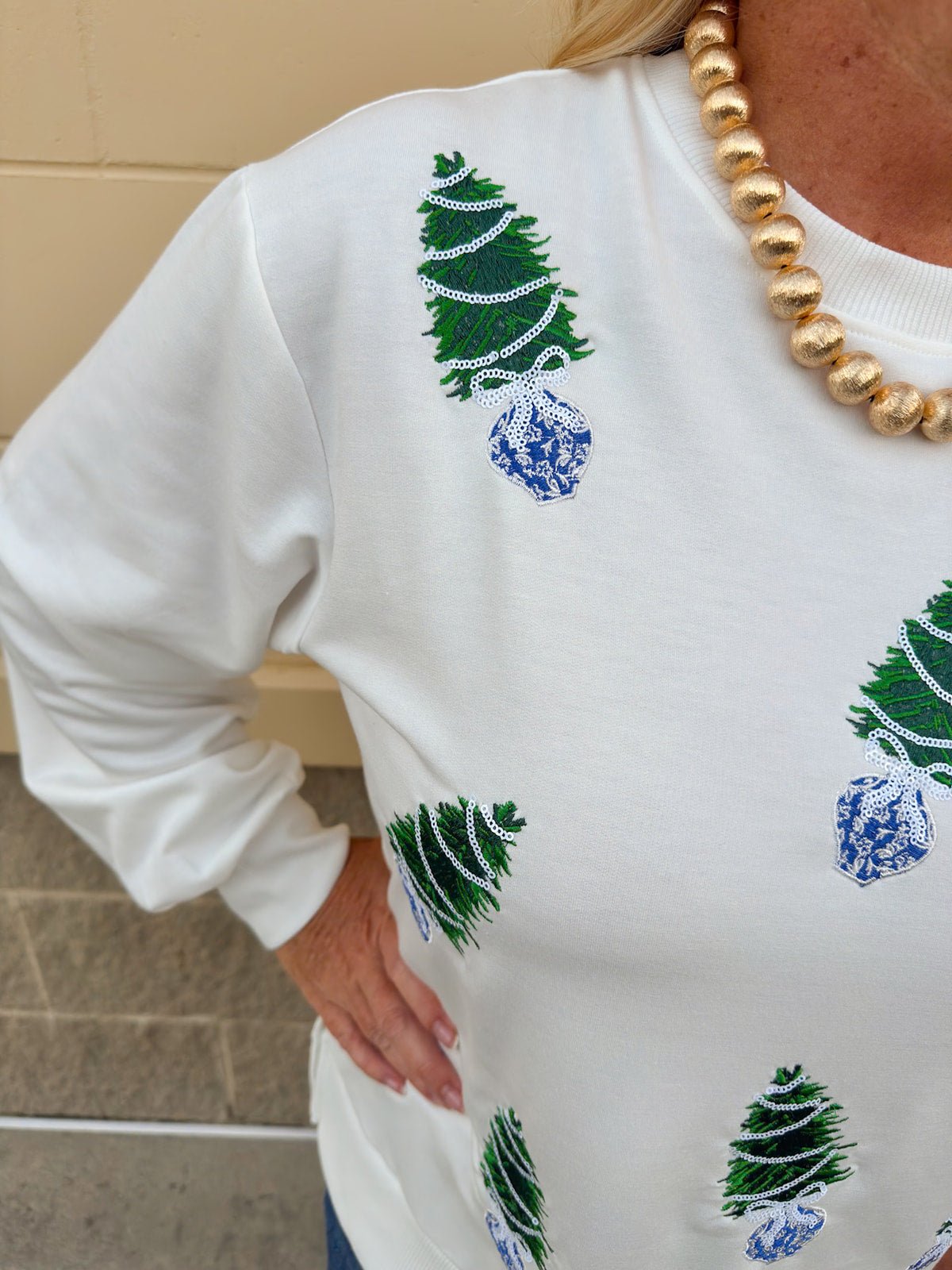 [Mary Square] Lakelyn Blue Trees Sweatshirt - The Pink Pineapple 850