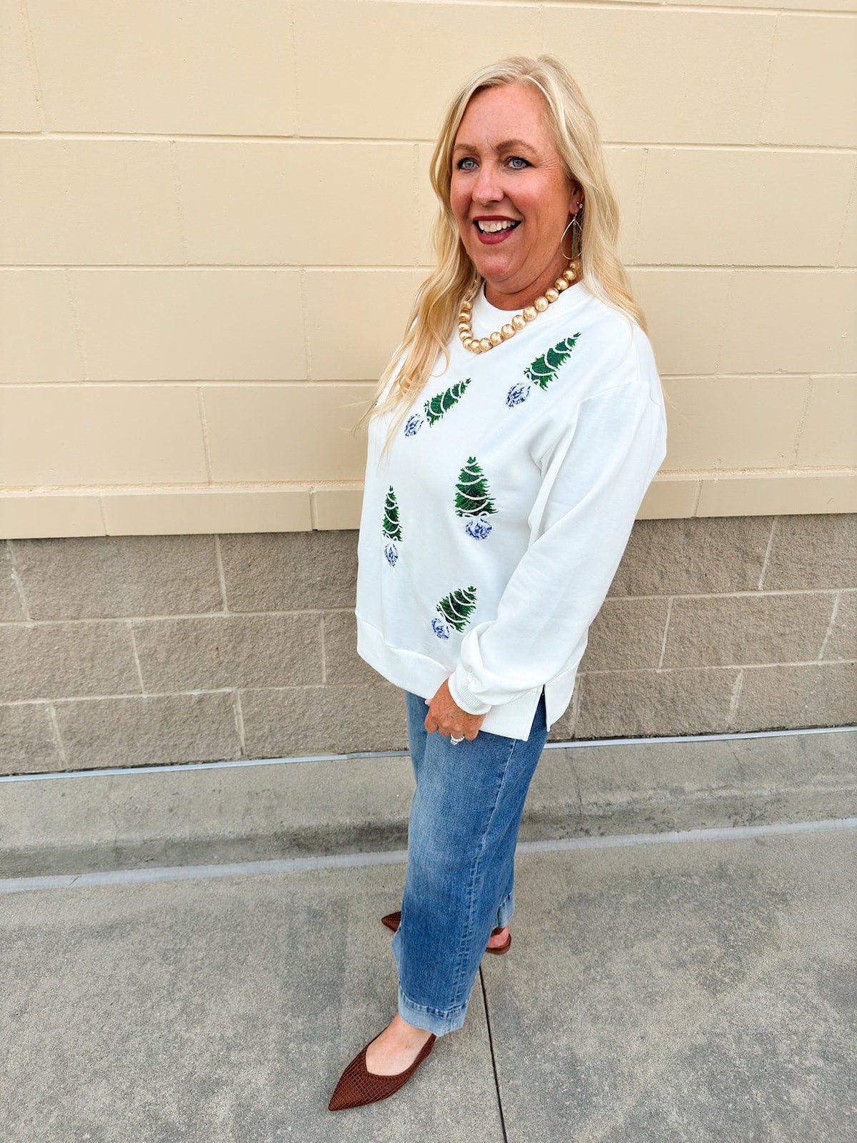 [Mary Square] Lakelyn Blue Trees Sweatshirt - The Pink Pineapple 850