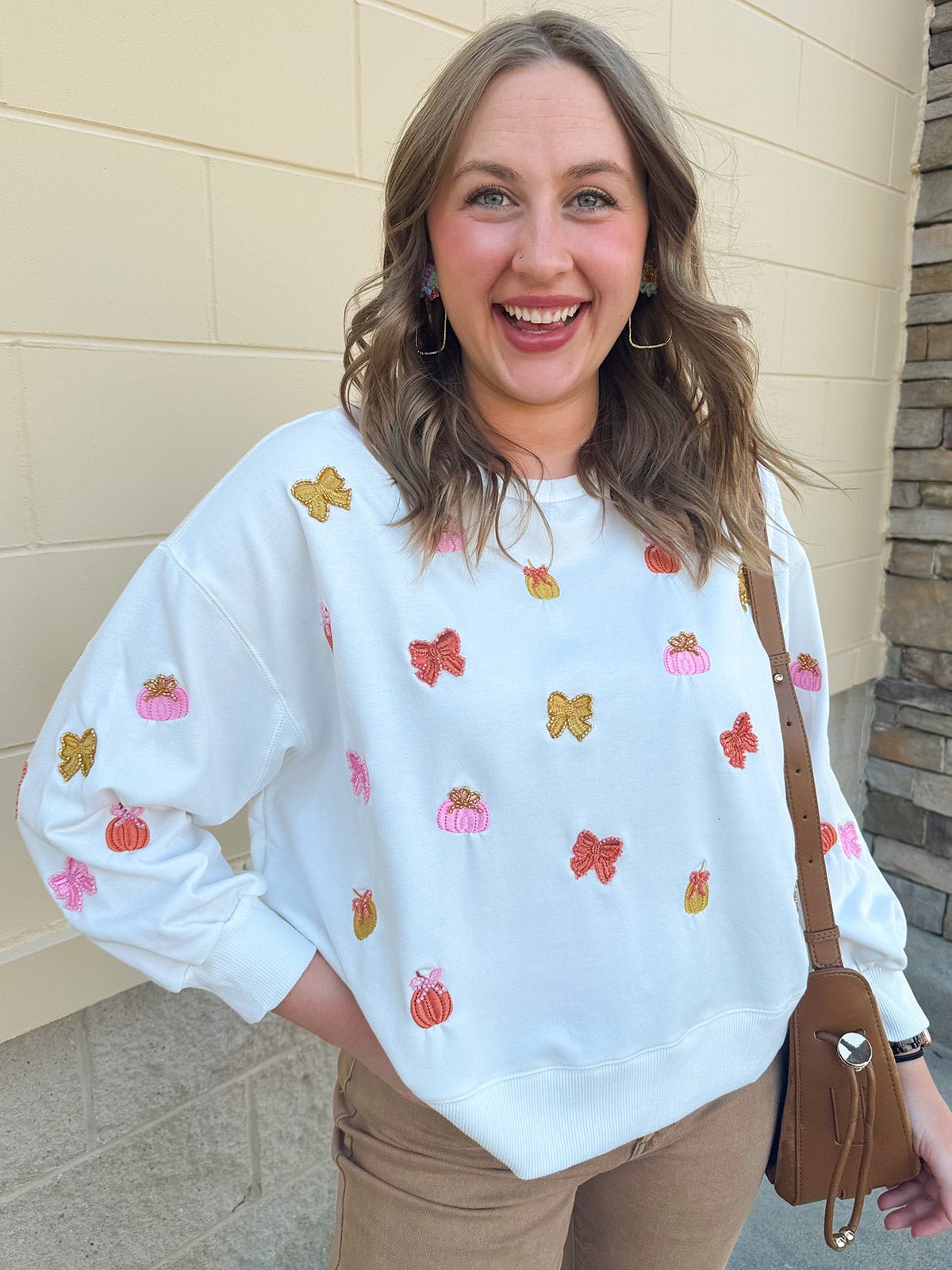 [Mary Square] Millie Bow & Pumpkin Sweatshirt - The Pink Pineapple 850