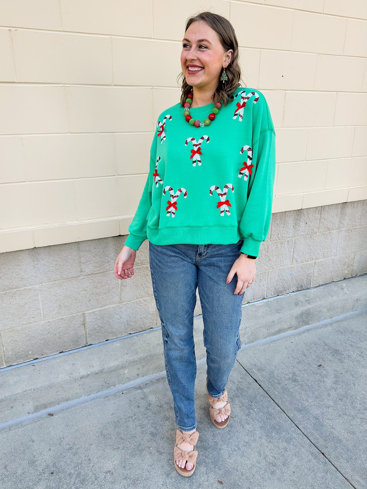 [Mary Square] Millie Candy Canes Sweatshirt - The Pink Pineapple 850