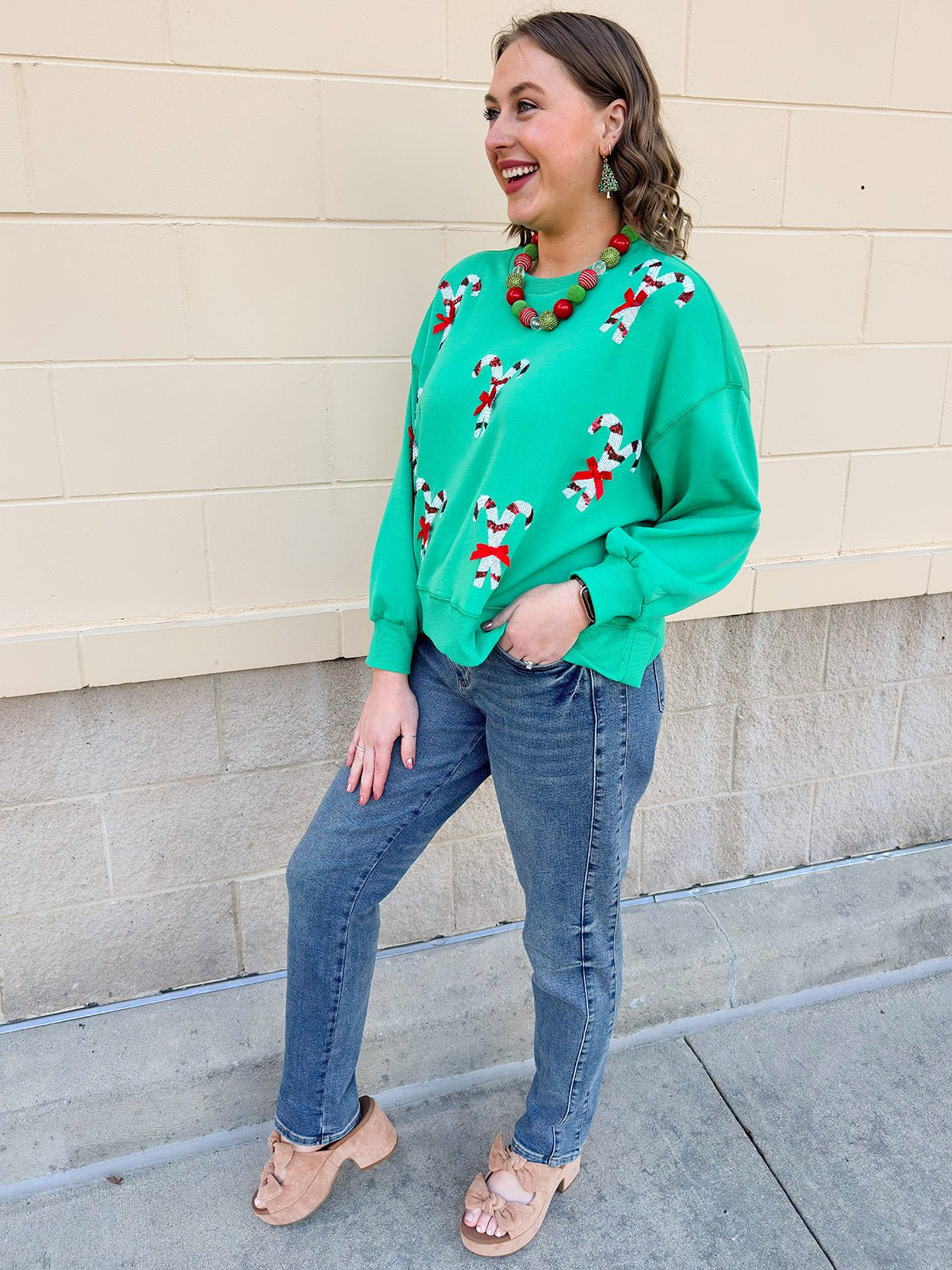 [Mary Square] Millie Candy Canes Sweatshirt - The Pink Pineapple 850
