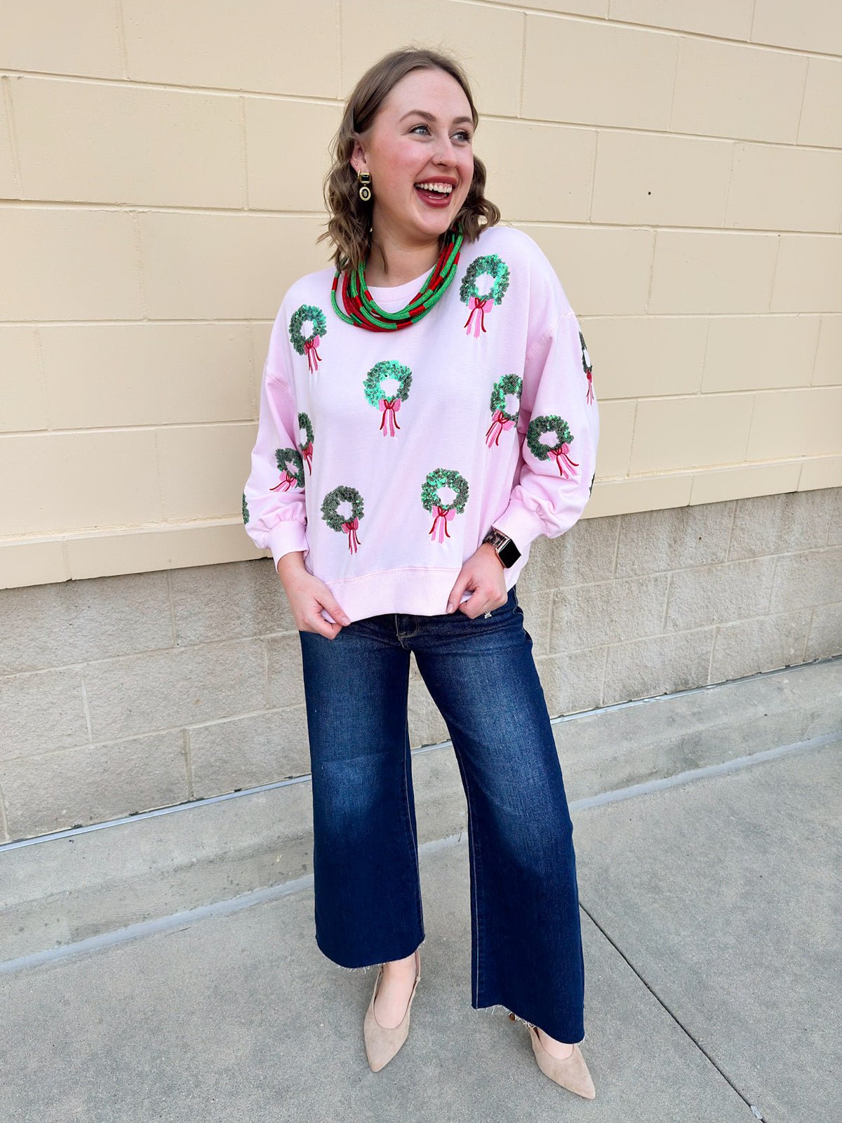 [Mary Square] Millie Wreaths Sweatshirt - The Pink Pineapple 850
