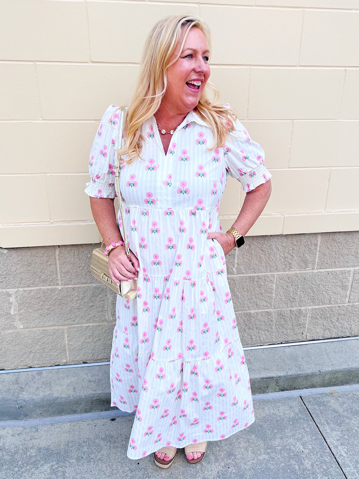 [Mary Square] Molly Dress in Sweetbriar Pink Stripes - The Pink Pineapple 850