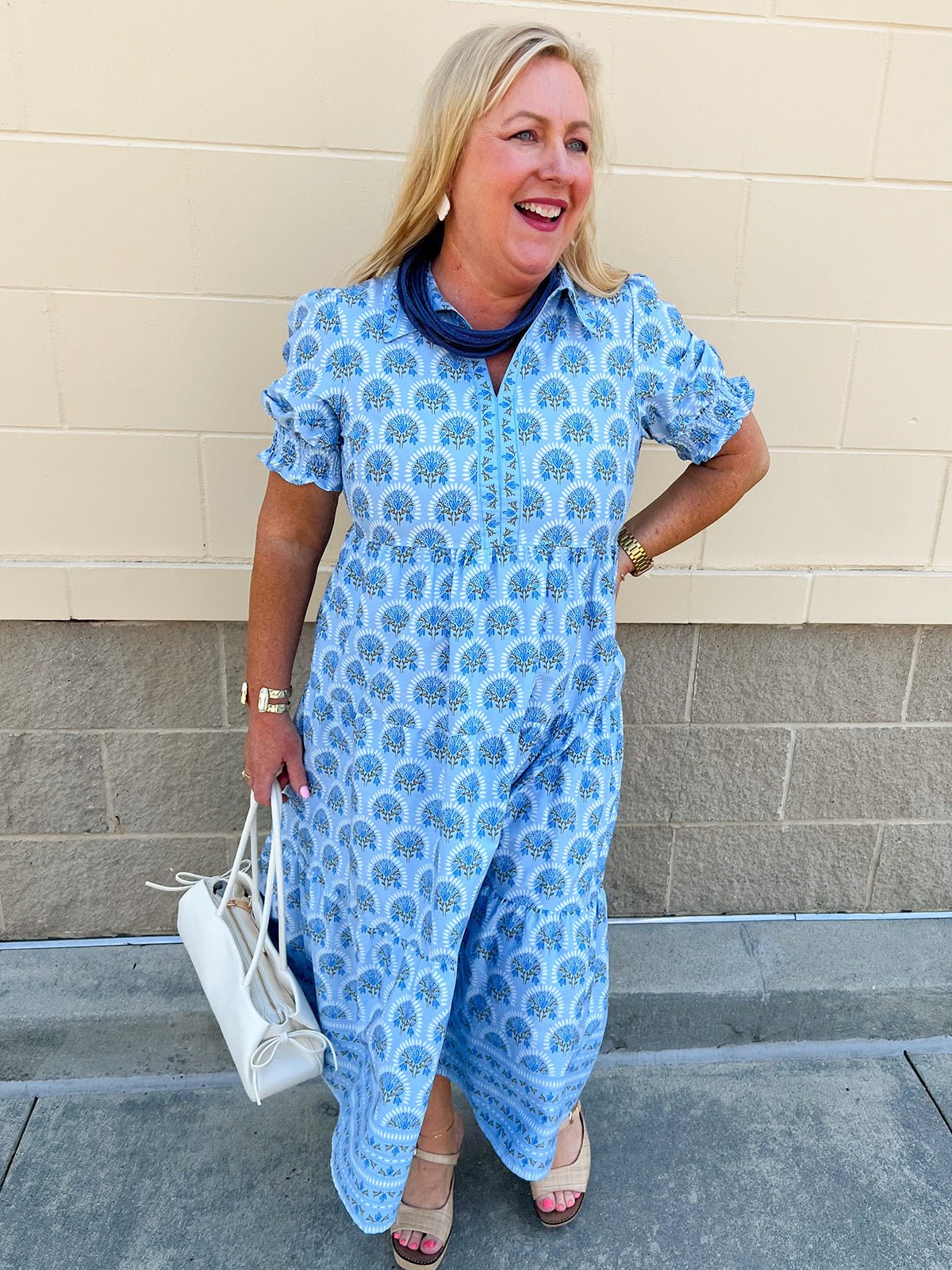 [Mary Square] Molly Sunshower Flora Midi Dress in Blue - The Pink Pineapple 850