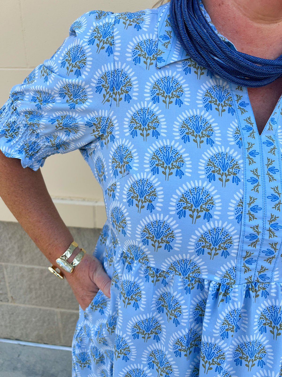 [Mary Square] Molly Sunshower Flora Midi Dress in Blue - The Pink Pineapple 850