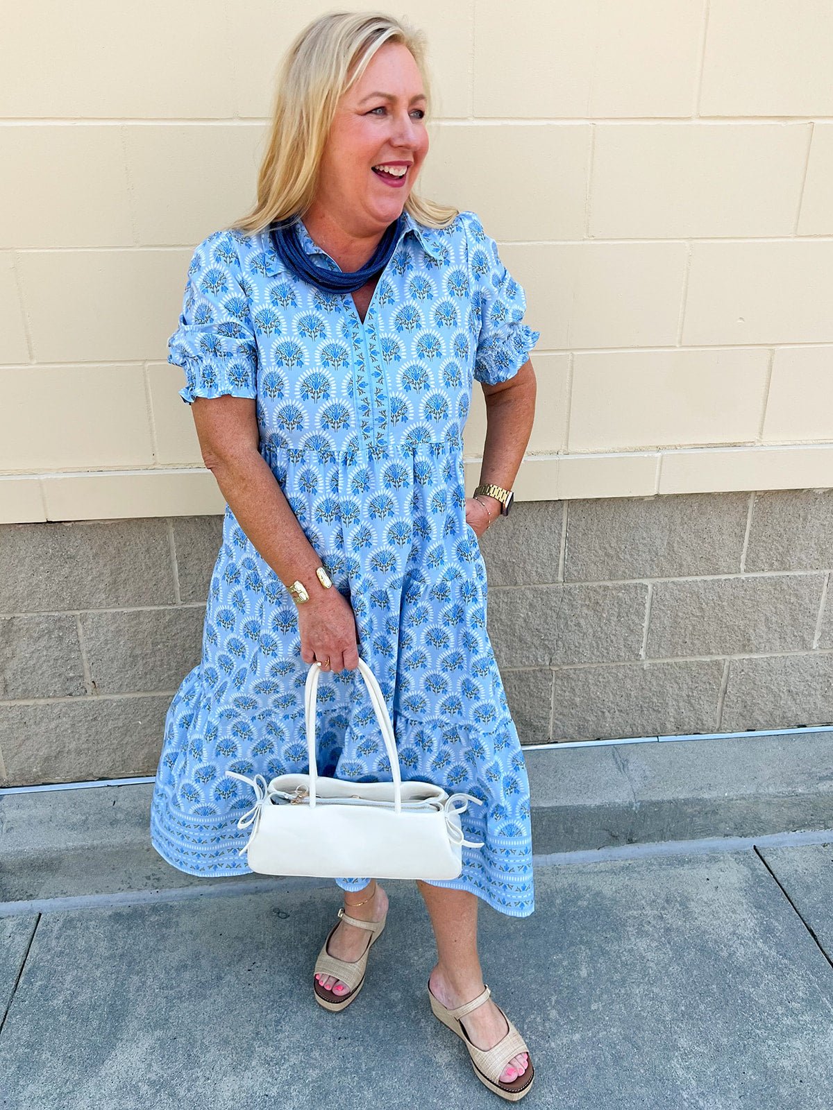 [Mary Square] Molly Sunshower Flora Midi Dress in Blue - The Pink Pineapple 850
