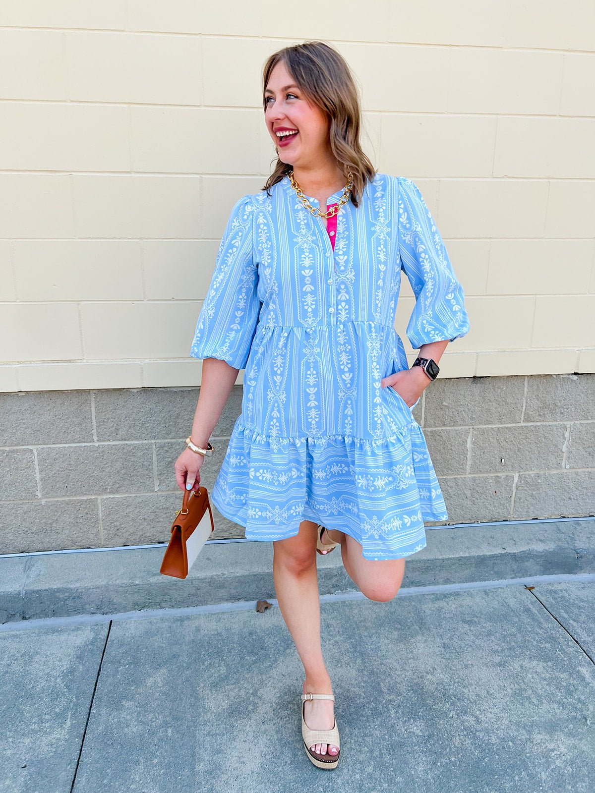 [Mary Square] Riley Mini Dress in Tulip Tapestry - The Pink Pineapple 850