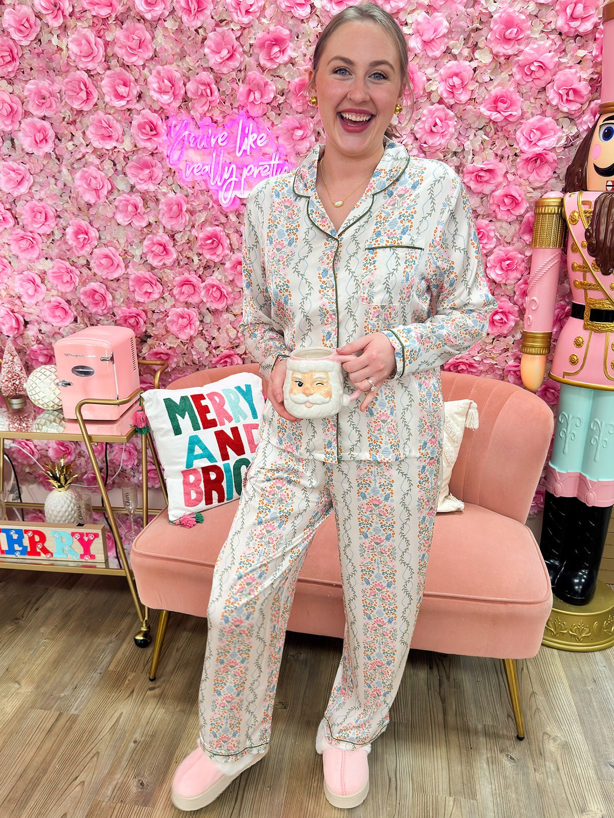 Mary Square Satin Charlotte Ivy Lane Pajama Set - The Pink Pineapple 850