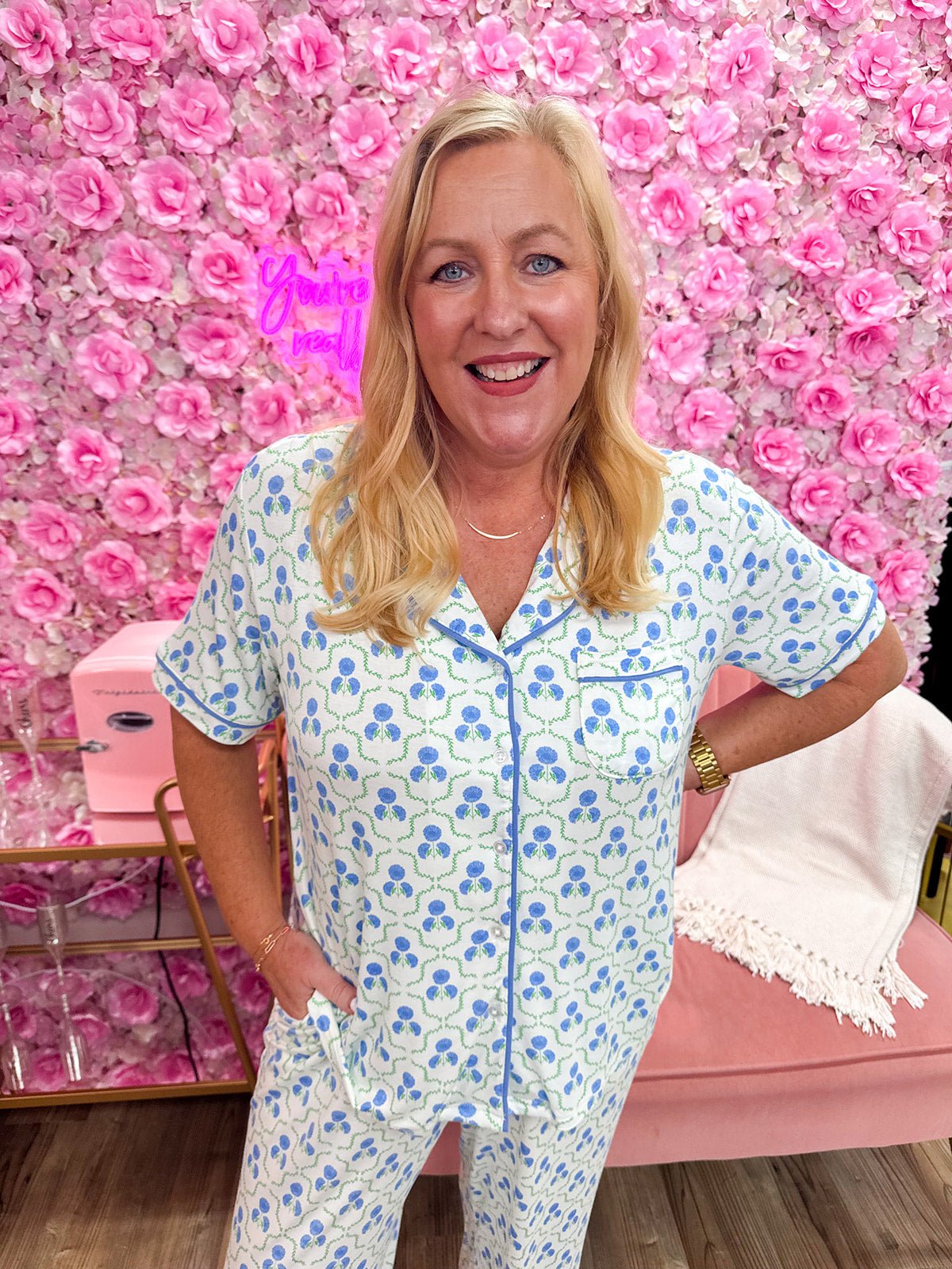 [Mary Square] Sweet Briar Lattice Pajama Set - The Pink Pineapple 850