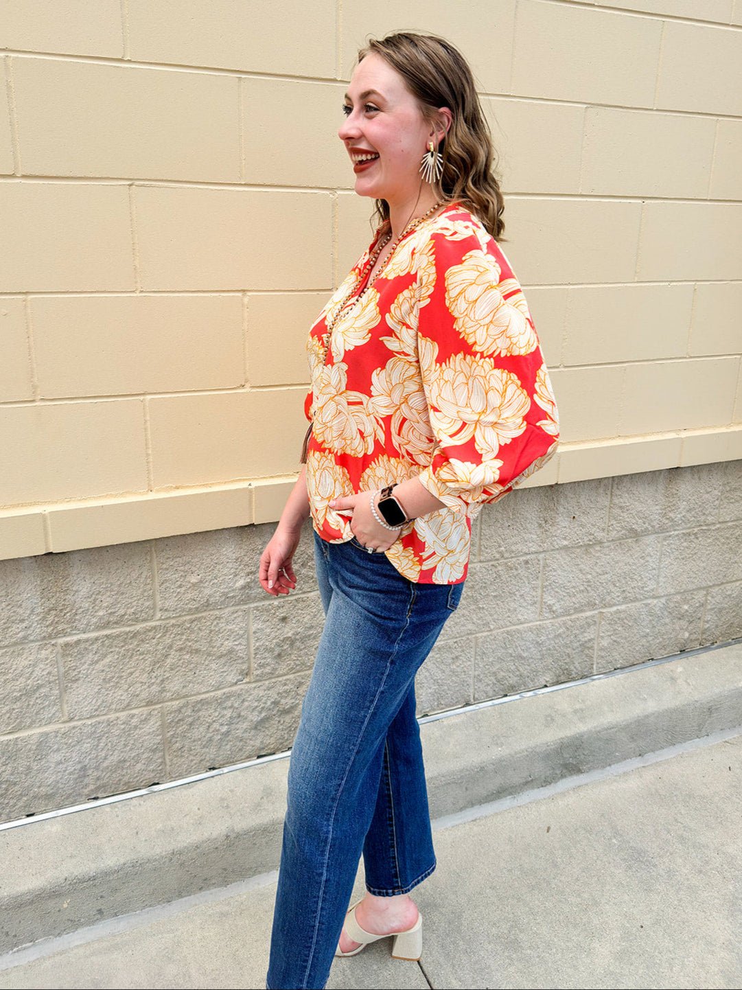 [Mary Square] Tamryn Fall Floral Fire Top - The Pink Pineapple 850