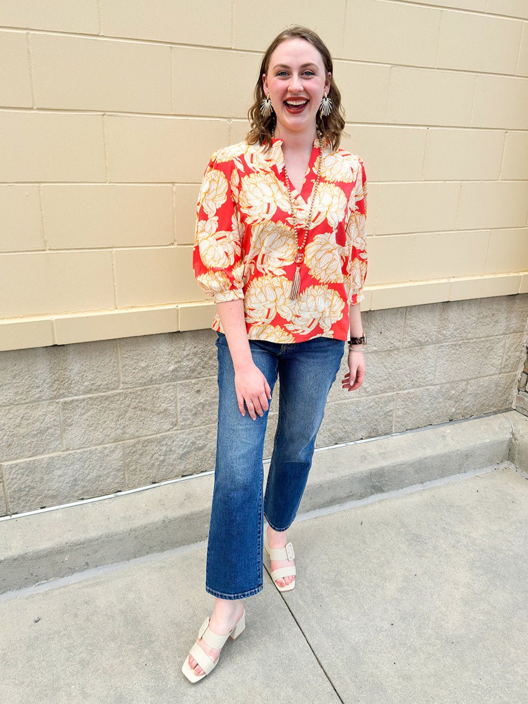 [Mary Square] Tamryn Fall Floral Fire Top - The Pink Pineapple 850