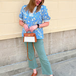[Mary Square] Tricia Short Sleeve Blouse | Song Bird Blue - The Pink Pineapple 850