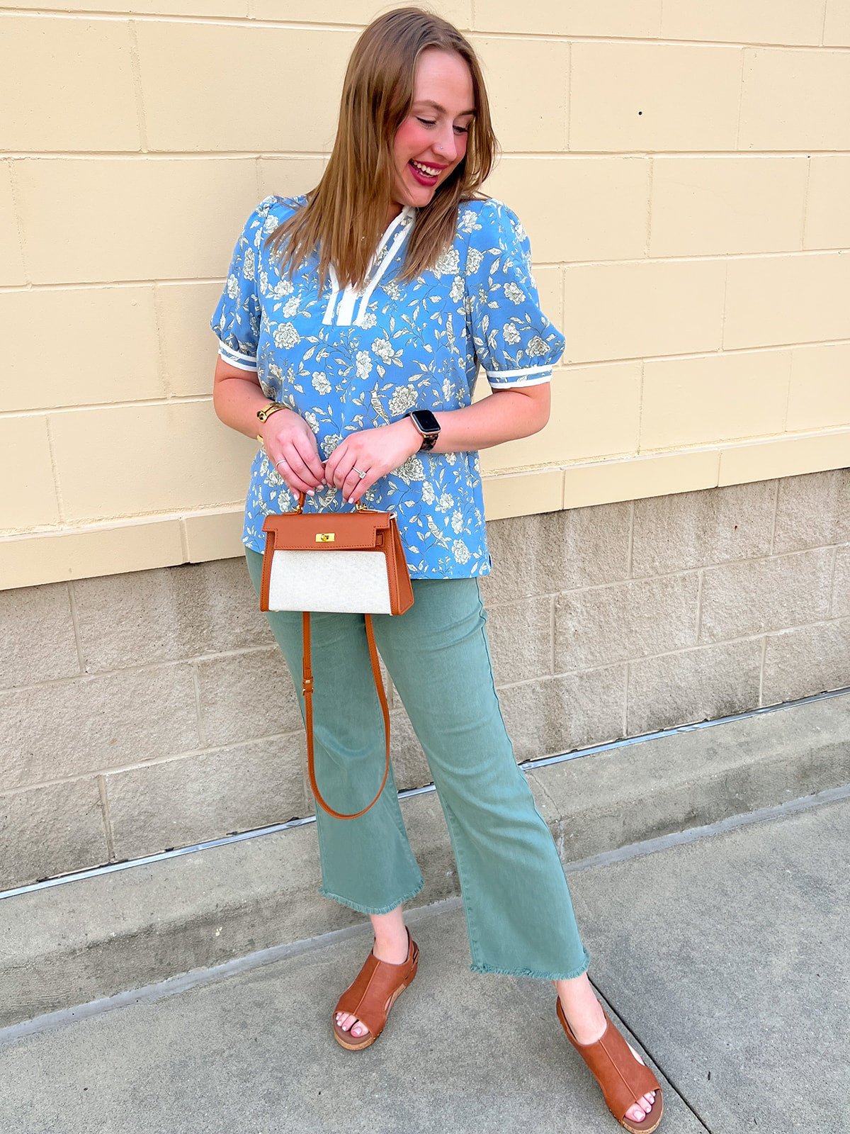 [Mary Square] Tricia Short Sleeve Blouse | Song Bird Blue - The Pink Pineapple 850