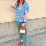 [Mary Square] Tricia Short Sleeve Blouse | Song Bird Blue - The Pink Pineapple 850