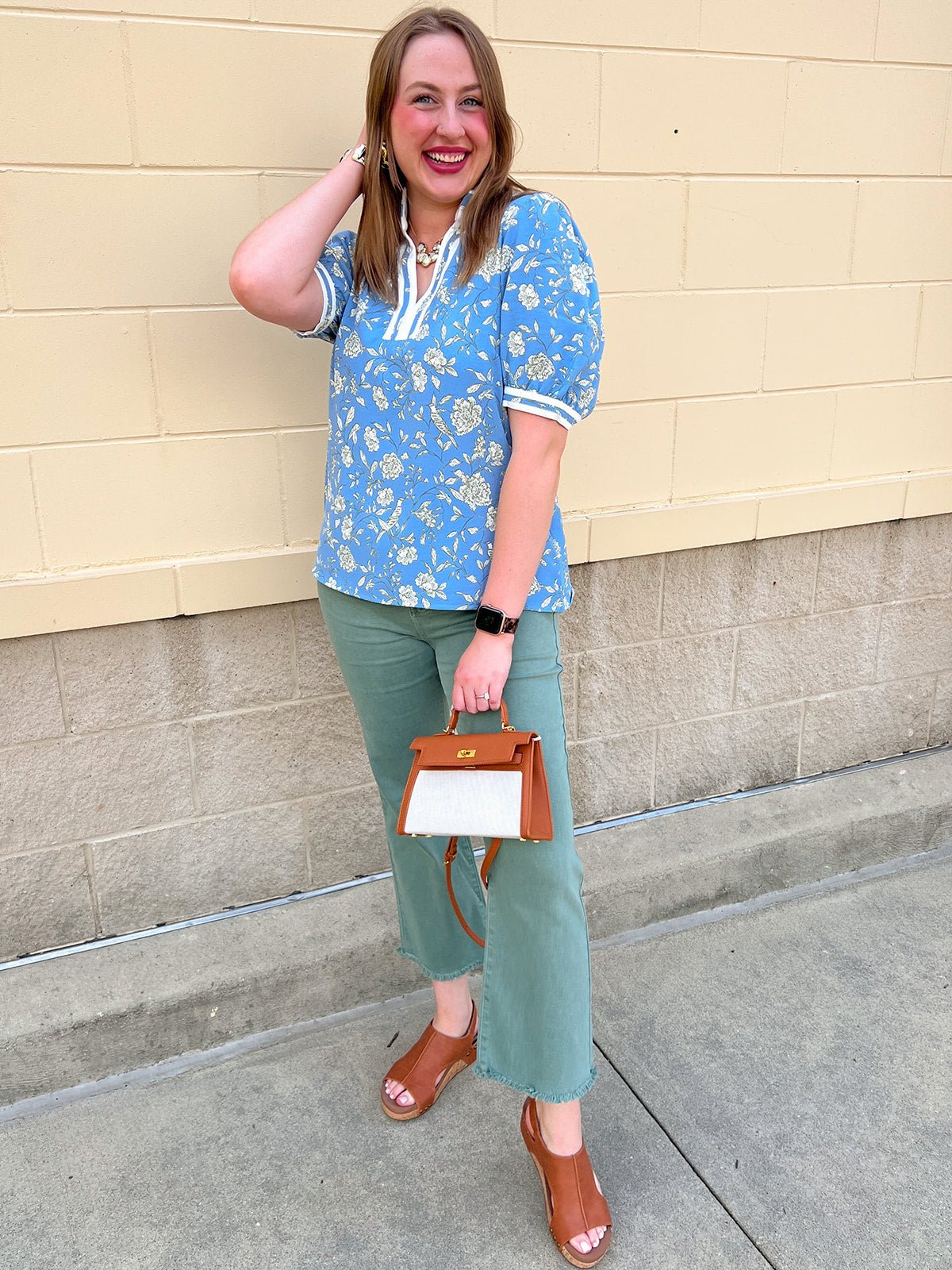 [Mary Square] Tricia Short Sleeve Blouse | Song Bird Blue - The Pink Pineapple 850