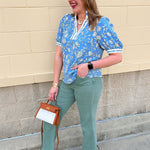 [Mary Square] Tricia Short Sleeve Blouse | Song Bird Blue - The Pink Pineapple 850