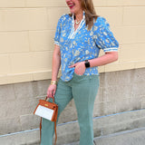 [Mary Square] Tricia Short Sleeve Blouse | Song Bird Blue - The Pink Pineapple 850