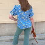 [Mary Square] Tricia Short Sleeve Blouse | Song Bird Blue - The Pink Pineapple 850