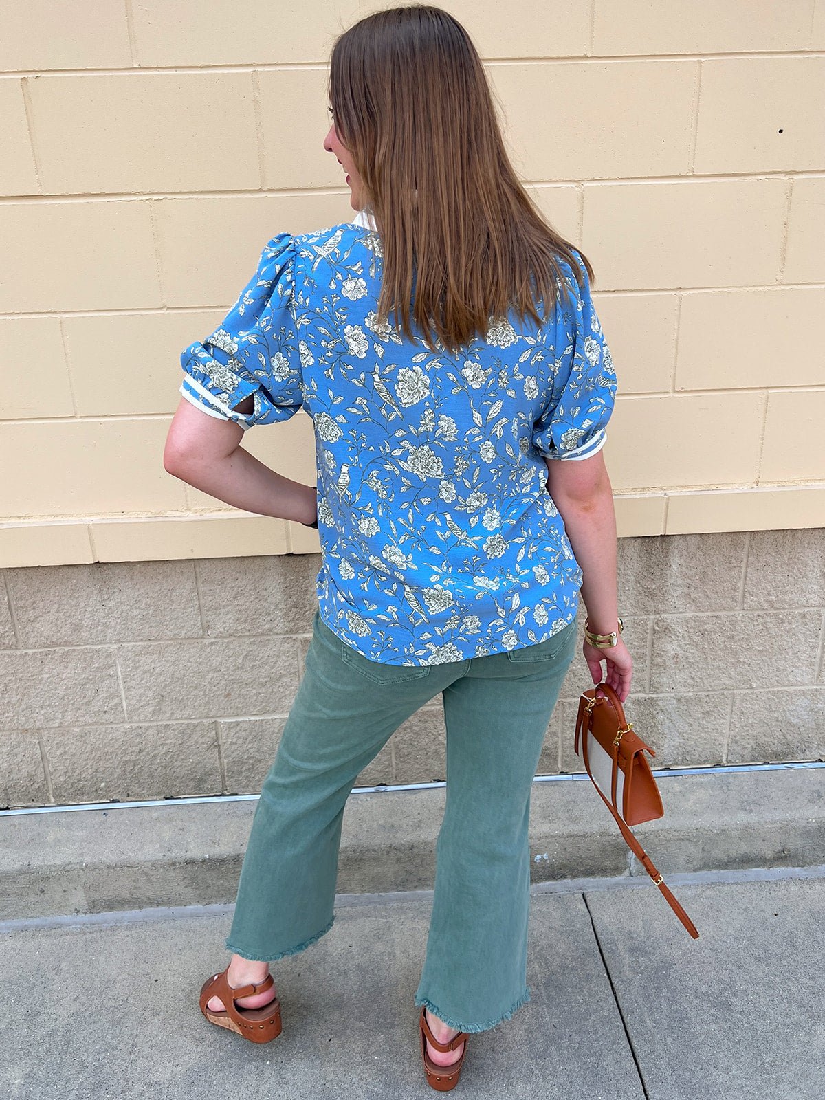 [Mary Square] Tricia Short Sleeve Blouse | Song Bird Blue - The Pink Pineapple 850