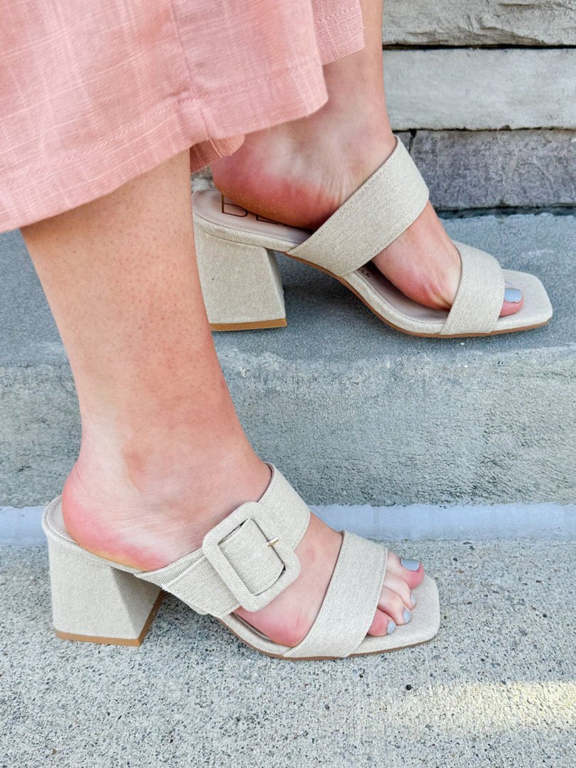 [Matisse] Lucy Natural Linen Buckle Heel - The Pink Pineapple 850