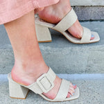 [Matisse] Lucy Natural Linen Buckle Heel - The Pink Pineapple 850