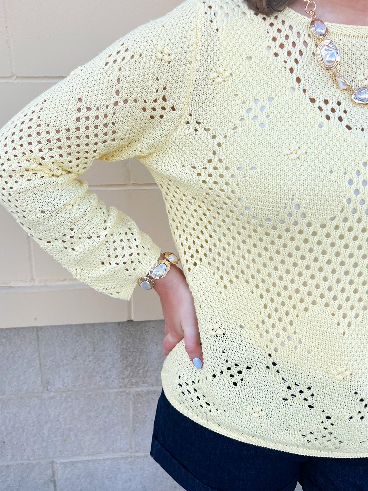 Meadow Bloom Crochet Pullover – Lemon - The Pink Pineapple 850