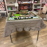 Meadow Brown Gingham Check Tablecloth with Ruffled Edge - The Pink Pineapple 850