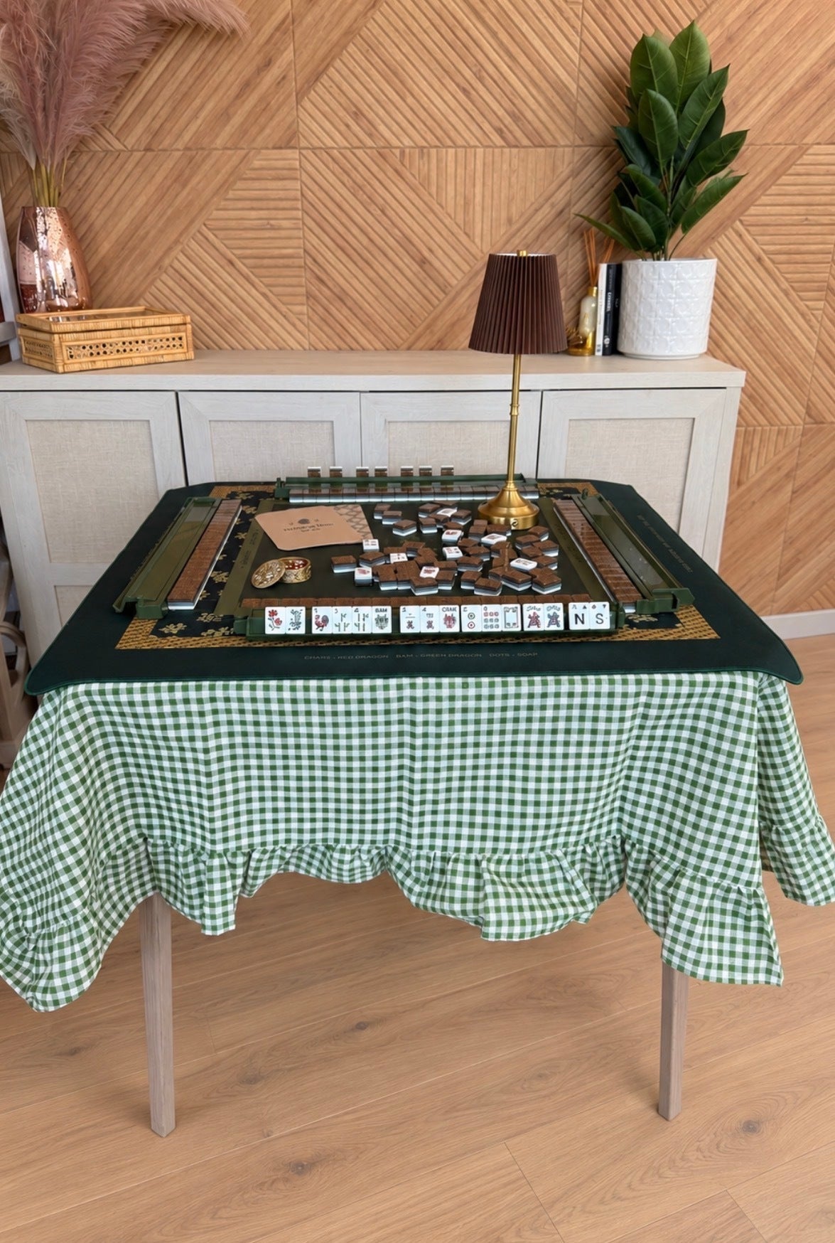 Meadow Green Gingham Ruffle Tablecloth - The Pink Pineapple 850