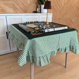 Meadow Green Gingham Ruffle Tablecloth - The Pink Pineapple 850