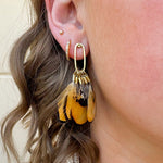 Meadow Muse Feather Tassel Statement Earrings - The Pink Pineapple 850