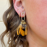 Meadow Muse Feather Tassel Statement Earrings - The Pink Pineapple 850