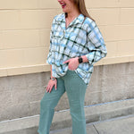 Meadow Plaid Button-Up Blouse - The Pink Pineapple 850