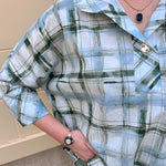 Meadow Plaid Button-Up Blouse - The Pink Pineapple 850