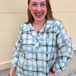 Meadow Plaid Button-Up Blouse - The Pink Pineapple 850