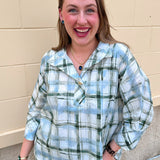 Meadow Plaid Button-Up Blouse - The Pink Pineapple 850