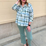 Meadow Plaid Button-Up Blouse - The Pink Pineapple 850