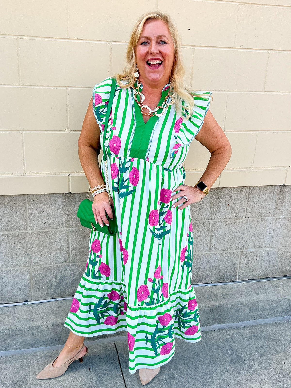 Meadow Stripe Maxi Dress - The Pink Pineapple 850