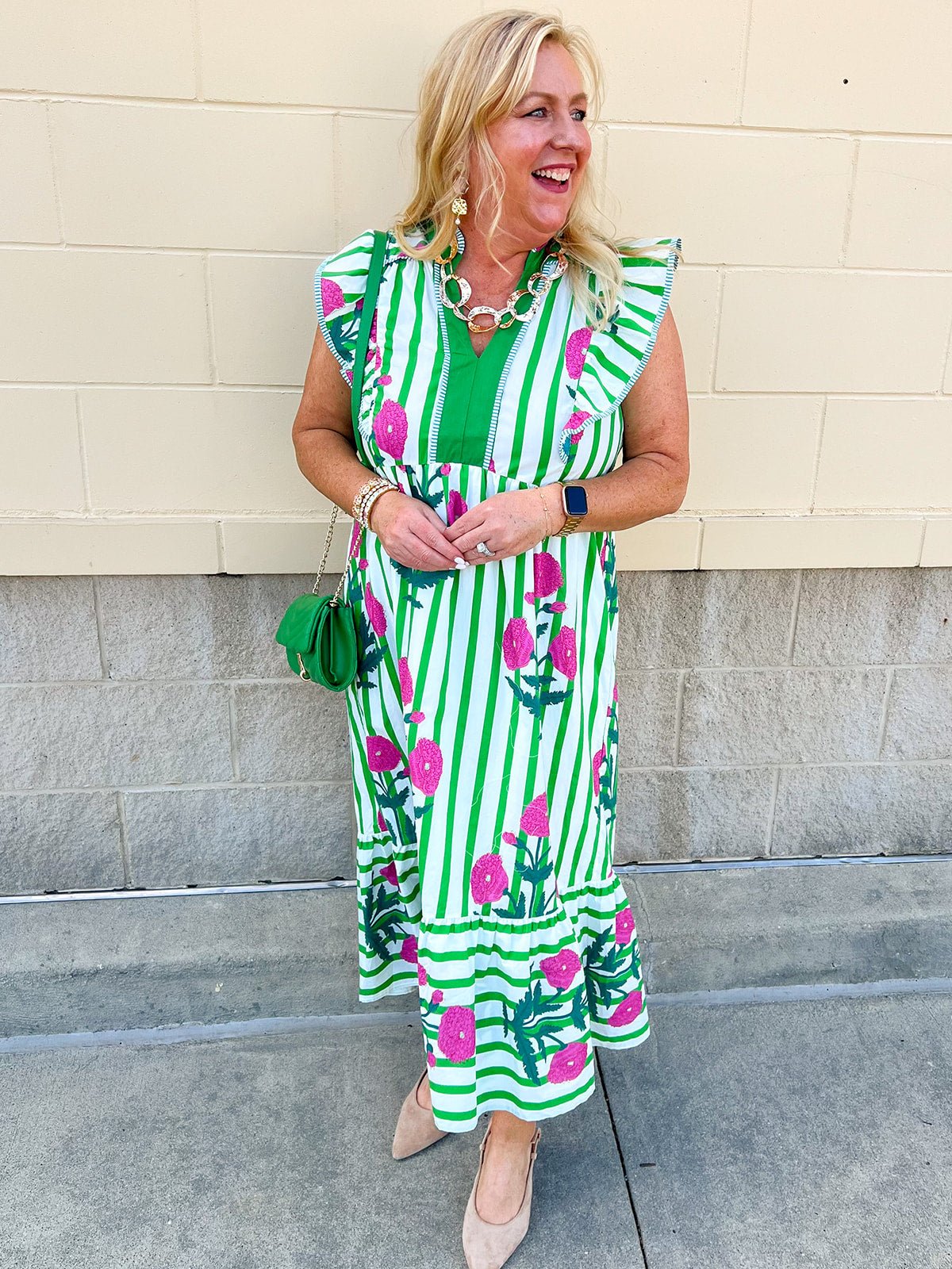 Meadow Stripe Maxi Dress - The Pink Pineapple 850