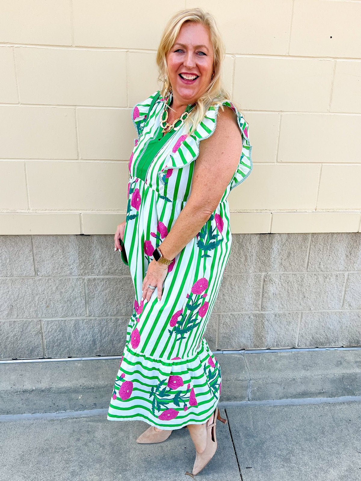 Meadow Stripe Maxi Dress - The Pink Pineapple 850