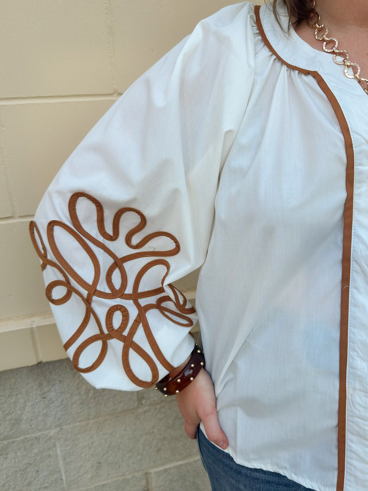 Meadowlace Soutache Blouse in Cream - The Pink Pineapple 850