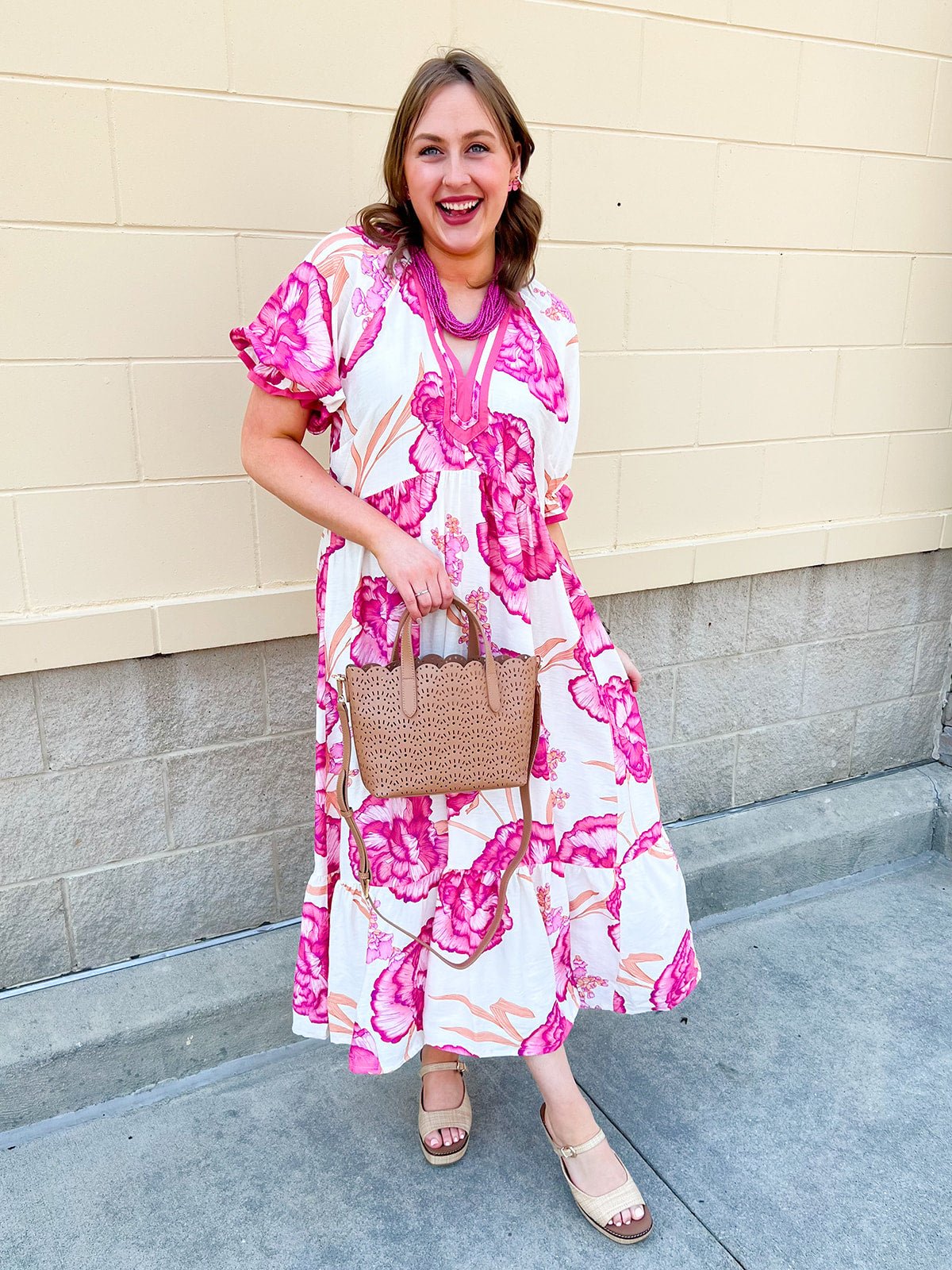 Meet Me Under the Orange Blossoms Midi Dress - The Pink Pineapple 850