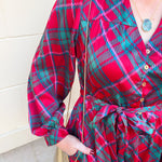 Merritt Plaid Tiered Midi Dress - The Pink Pineapple 850