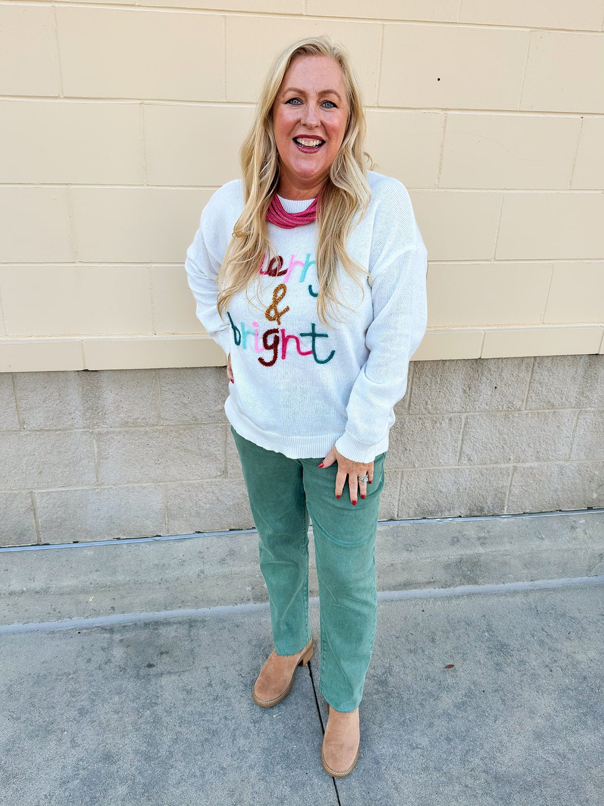 Merry & Bright Tinsel Holiday Sweater - The Pink Pineapple 850