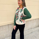 Merry Meadow Floral Knit Vest in Cream - The Pink Pineapple 850