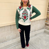 Merry Meadow Floral Knit Vest in Cream - The Pink Pineapple 850