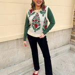Merry Meadow Floral Knit Vest in Cream - The Pink Pineapple 850