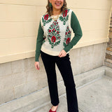 Merry Meadow Floral Knit Vest in Cream - The Pink Pineapple 850