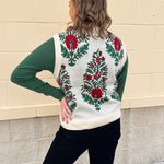 Merry Meadow Floral Knit Vest in Cream - The Pink Pineapple 850