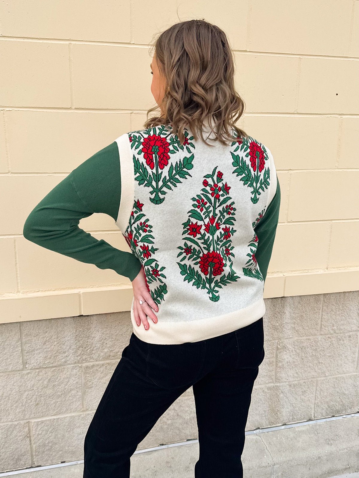 Merry Meadow Floral Knit Vest in Cream - The Pink Pineapple 850